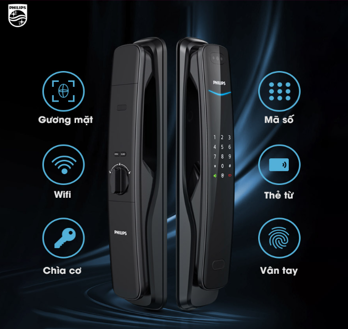  khoá vân tay Philips DDL702-8HWS (3D face)