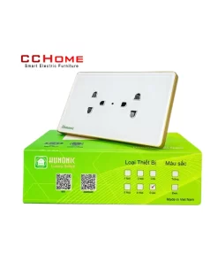 Ổ cắm có tiếp địa viền vàng Hunonic