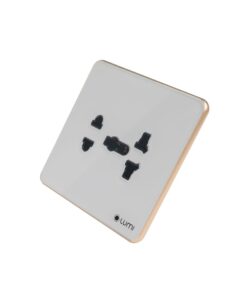 Ổ cắm Luso kính phẳng viền bo champagne