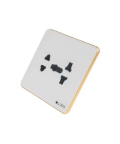 Ổ cắm Luso kính phẳng viền bo vàng