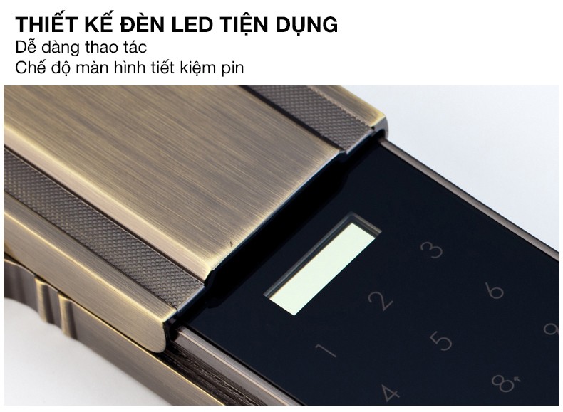 Khoá vân tay tân cổ điển kaadas 6001 thiết kế đèn LED