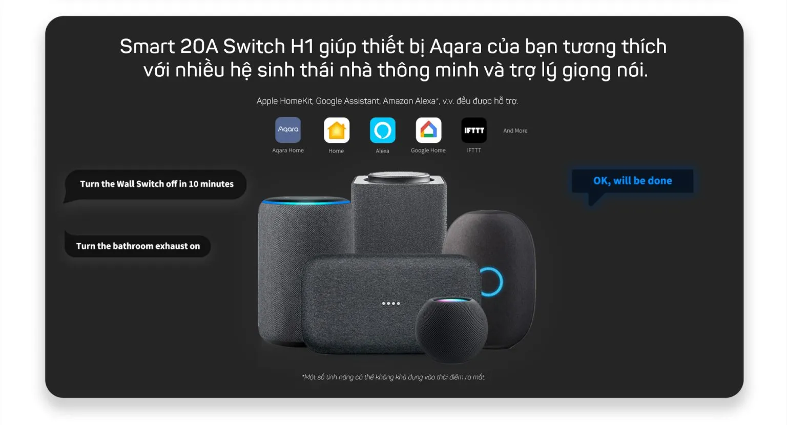 Công tắc công suất cao Aqara H1 20A WS-K01D tương thích nhiều hệ sinh thái