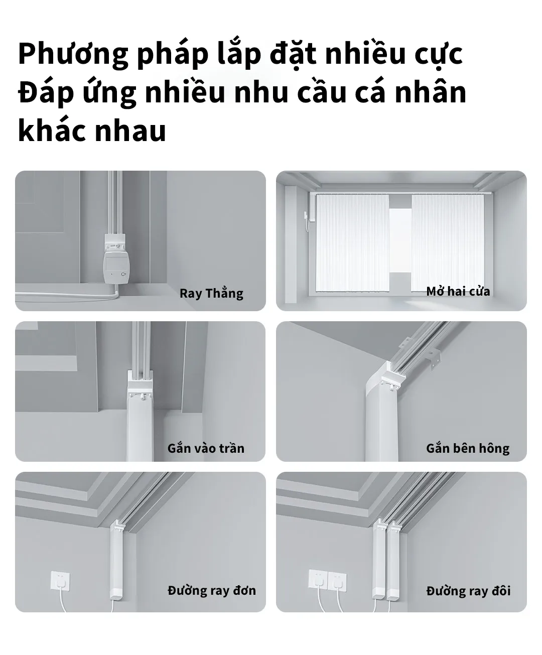 Phương pháp lắp đặt động cơ rèm kéo ngang Aqara Smart Curtain CD-M01D