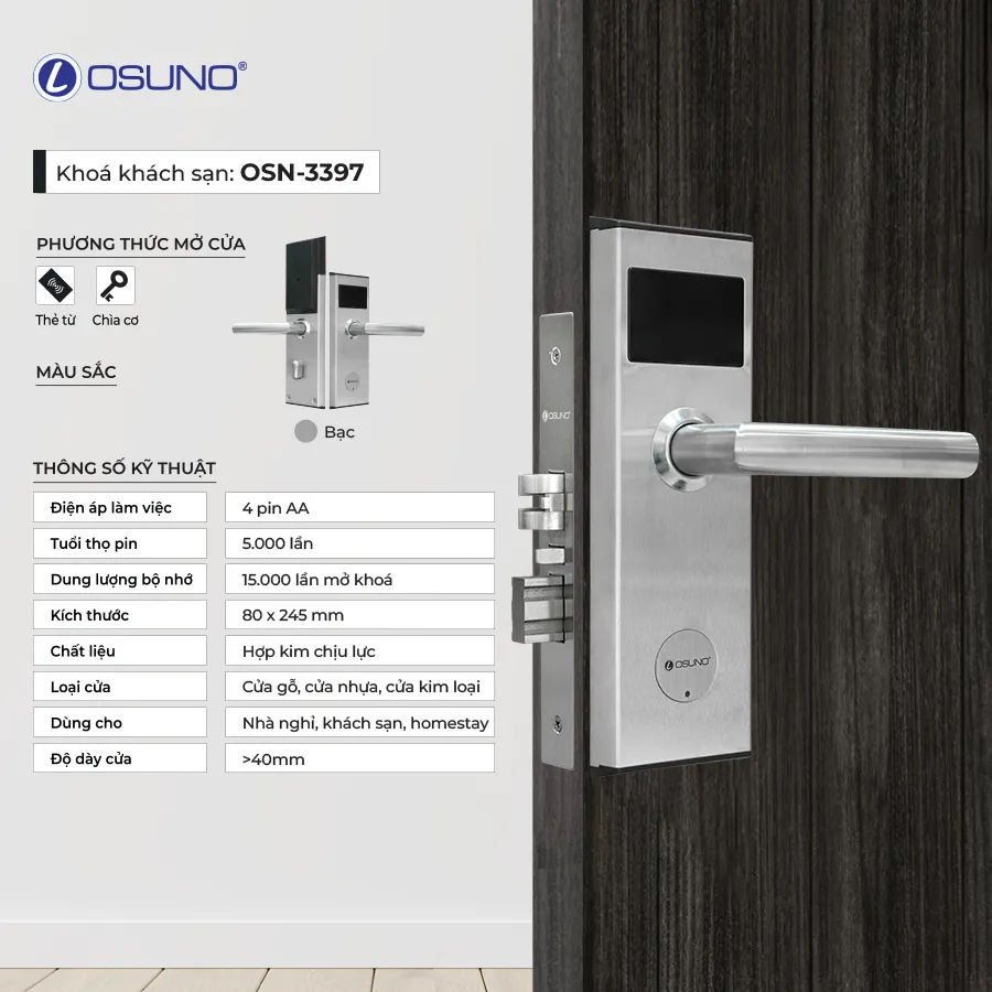 khoa-the-tu-khach-san-osuno-osn-3397 Thông Số Kỹ Thuật Khóa Thẻ Từ Khách Sạn Osuno OSN-3397