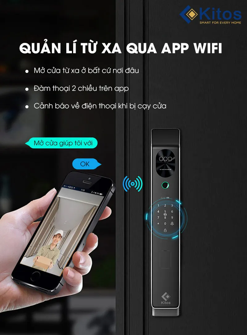 Mở từ xa qua wifi Kitos X7 face ID