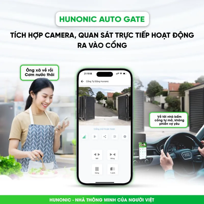 Bộ Cổng Tự Động Âm Sàn Hunonic Auto Gate V2