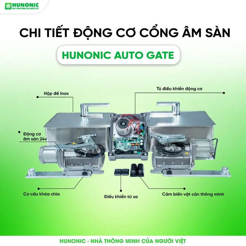 Bộ Cổng Tự Động Âm Sàn Hunonic Auto Gate V2
