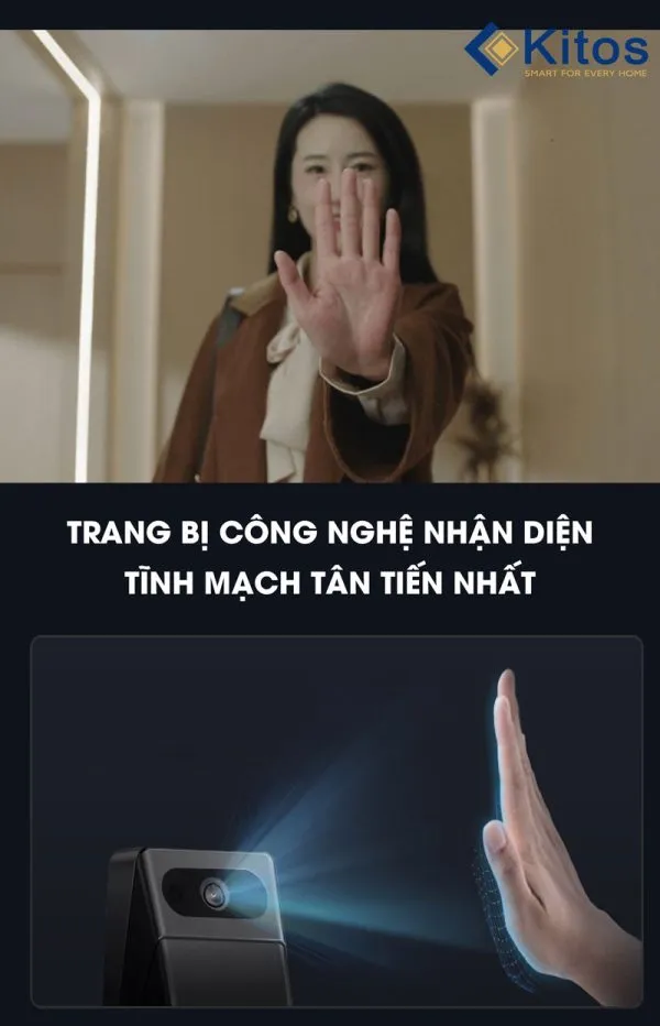 Khoá cửa thông minh Kitos Zenith 3 mở khoá bằng tĩnh mạch lòng bàn tay