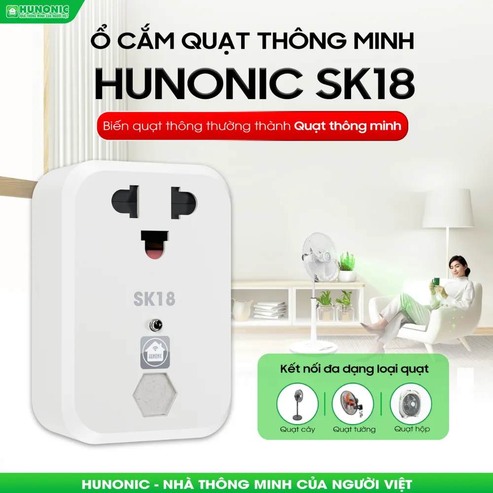 Ổ Cắm Quạt Thông Minh Wifi Hunonic SK18