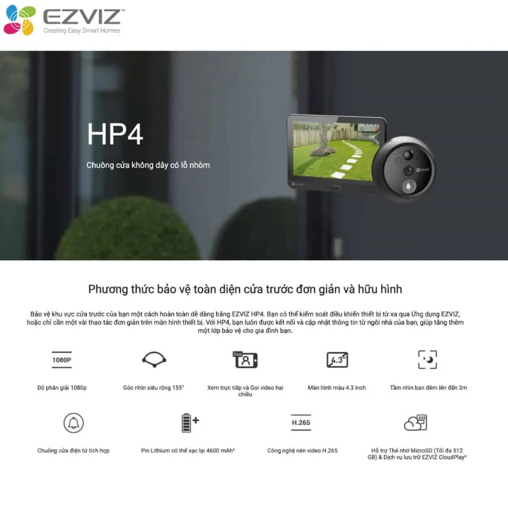 Chuông Cửa Thông Minh Ezviz HP4