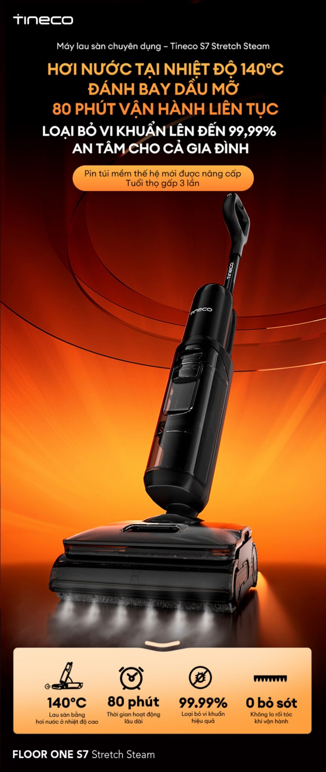 Máy Lau Sàn Hút Bụi TINECO S7 STRETCH STEAM