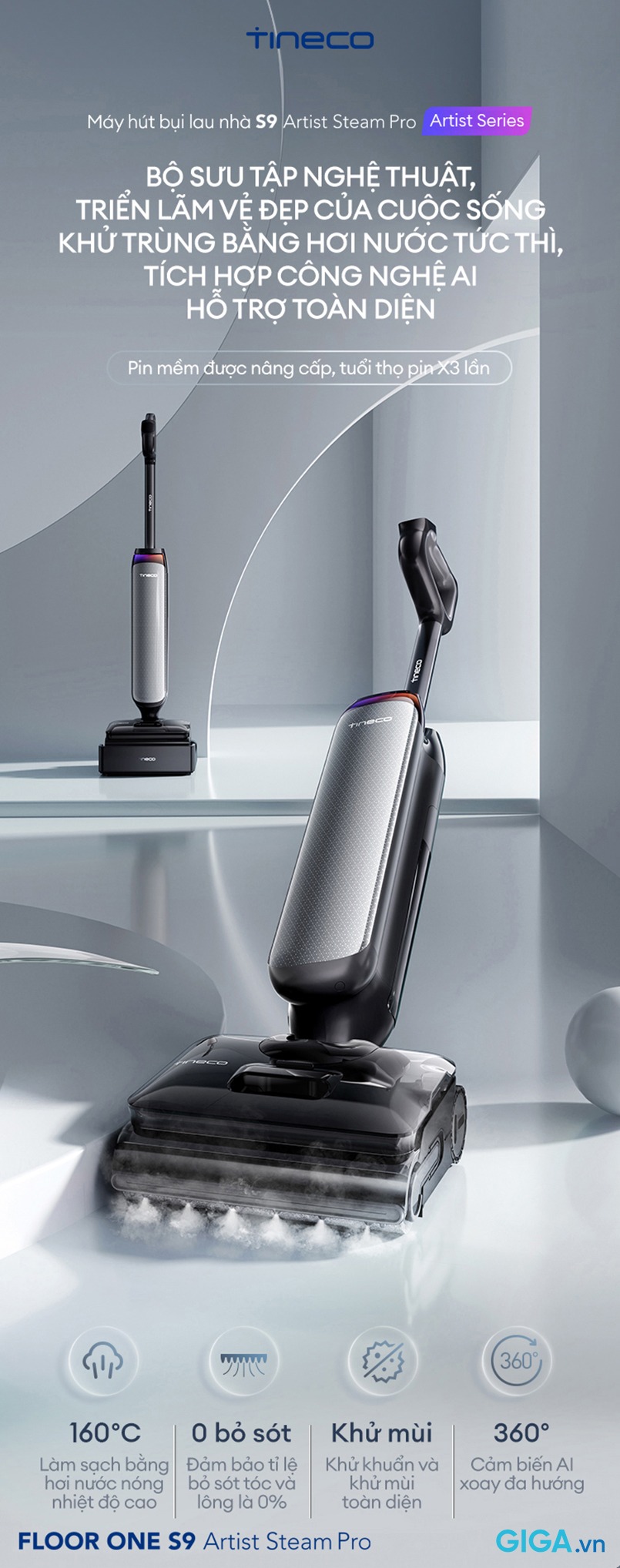 Máy Lau Sàn Hút Bụi TINECO S9 Artist Steam