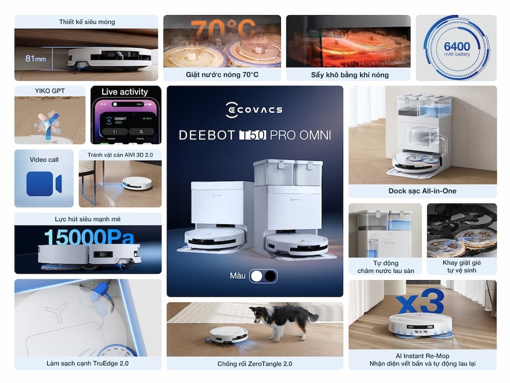 Robot Hút Bụi Ecovacs T50 PRO OMNI