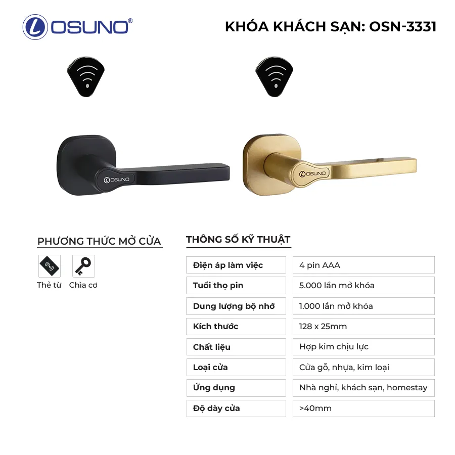 Khóa Cửa Thẻ Từ Thông Minh OSUNO OSN-3331