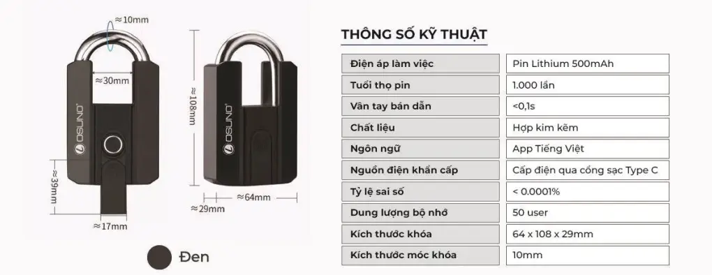 Khóa Cửa Vân Tay OSUNO OSN-3311