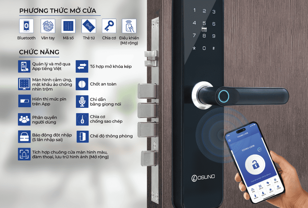 Khóa Cửa Vân Tay Thông Minh OSUNO OSN-3303