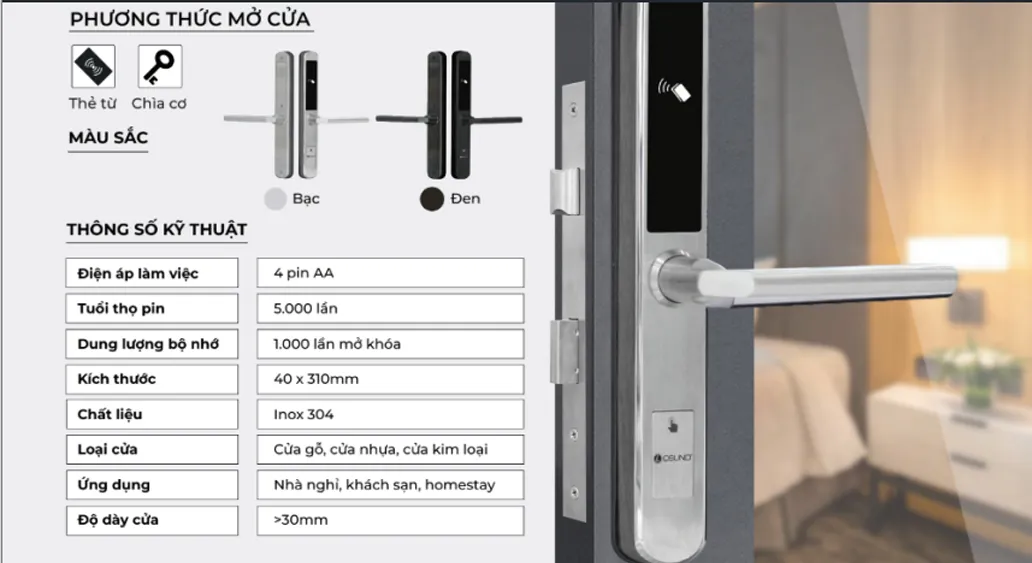 Khóa Cửa Thẻ Từ Thông Minh OSUNO OSN-3378