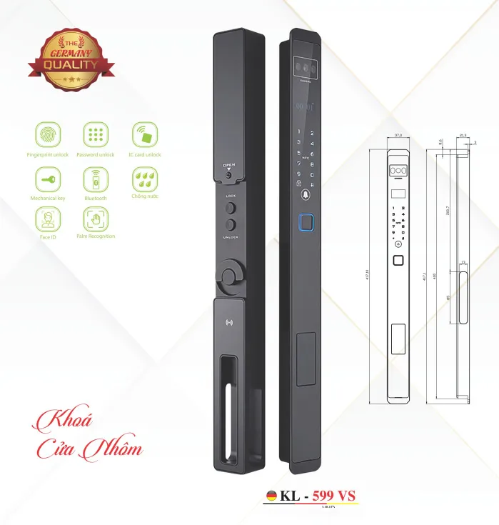 Khóa Cửa Thông Minh FACE ID Kassler KL-599 VS