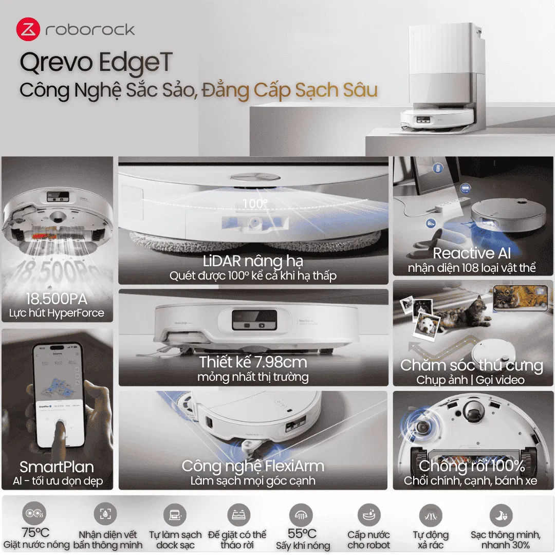 Robot Hút Bụi Roborock Qrevo EdgeT