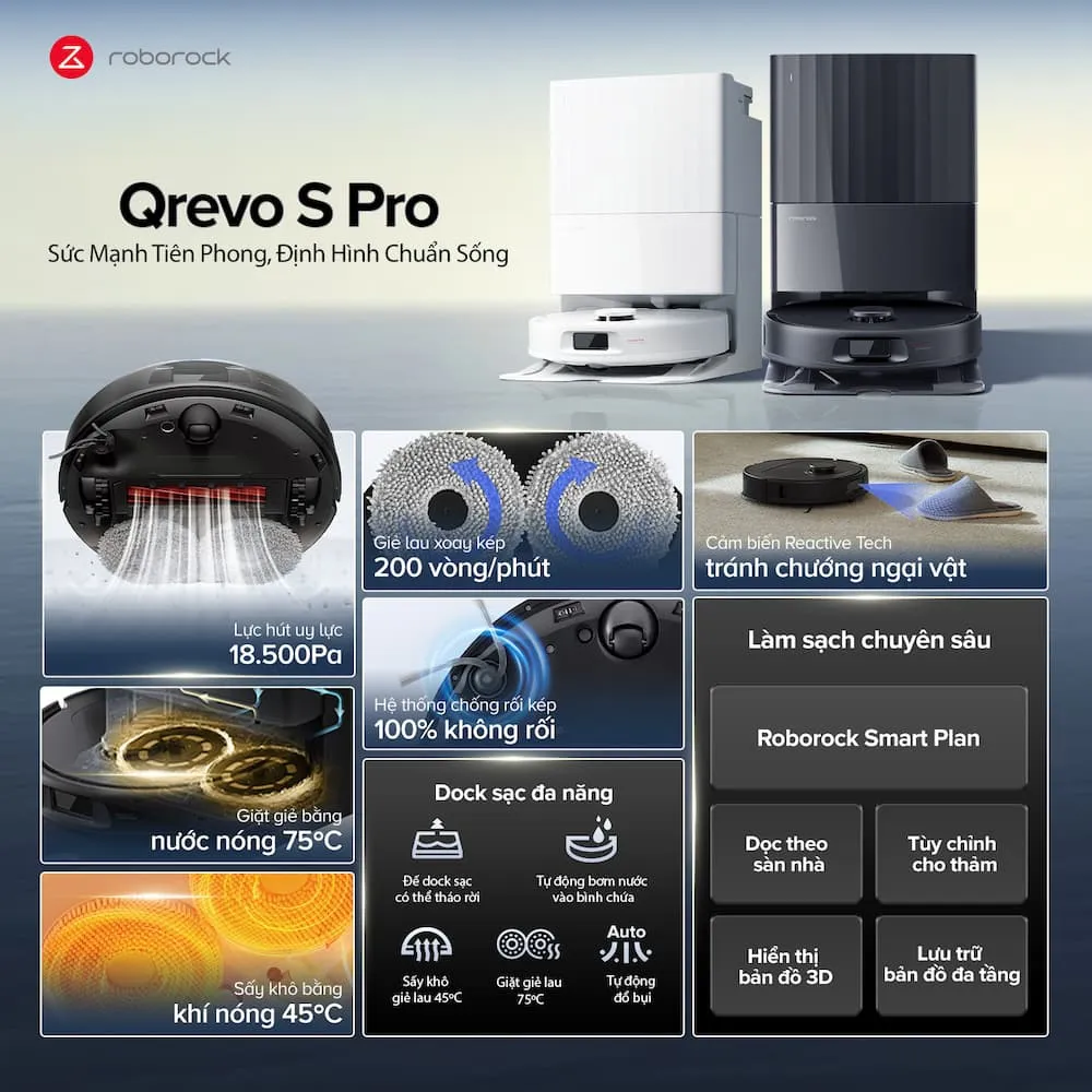 Robot Hút Bụi Roborock Qrevo S Pro