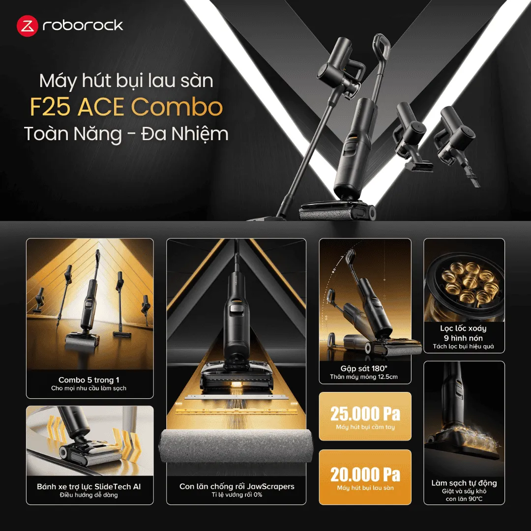 Robot Hút Bụi Cầm Tay Roborock F25 Ace Combo