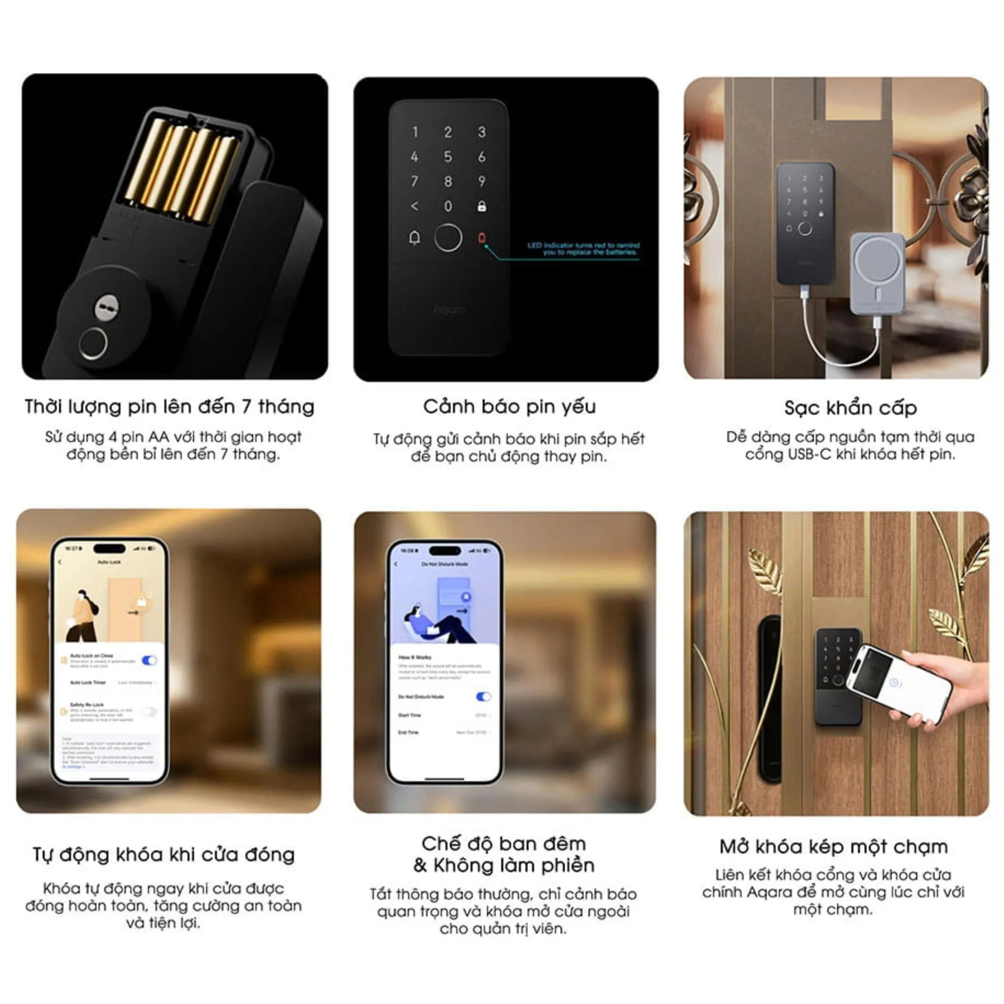 Khoá Cửa Kính Aqara U500 DL-D1SDKhoá Cửa Kính Aqara U500 DL-D1SD