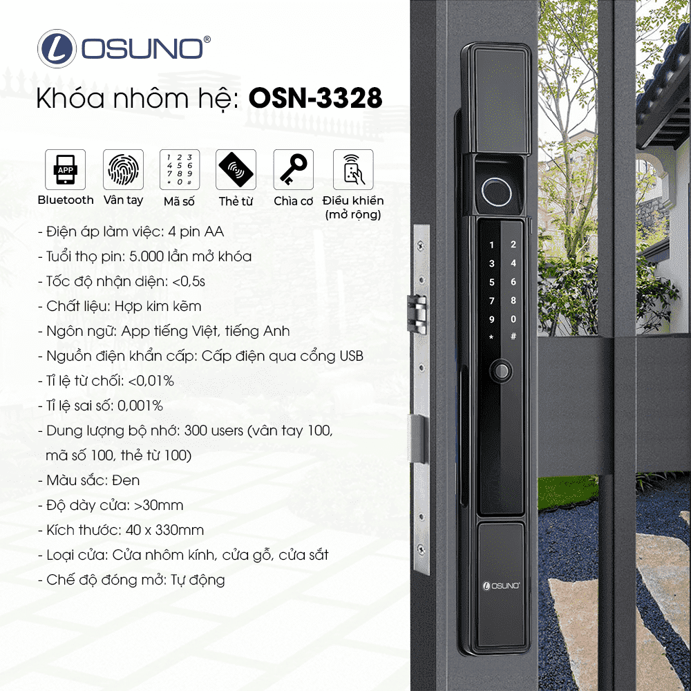 Khóa Cửa Vân Tay Thông Minh OSN-3328